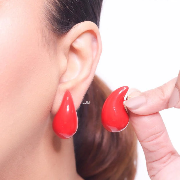 Teardrop red enamel studs