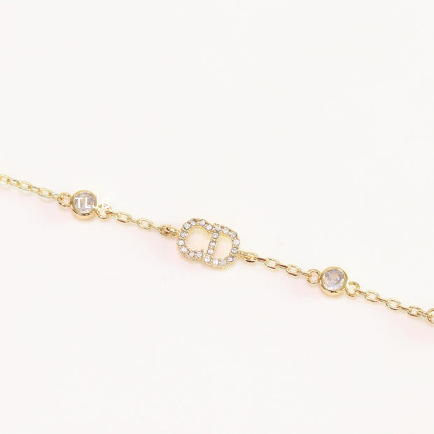 Alphabet CD bracelet with CZ stones