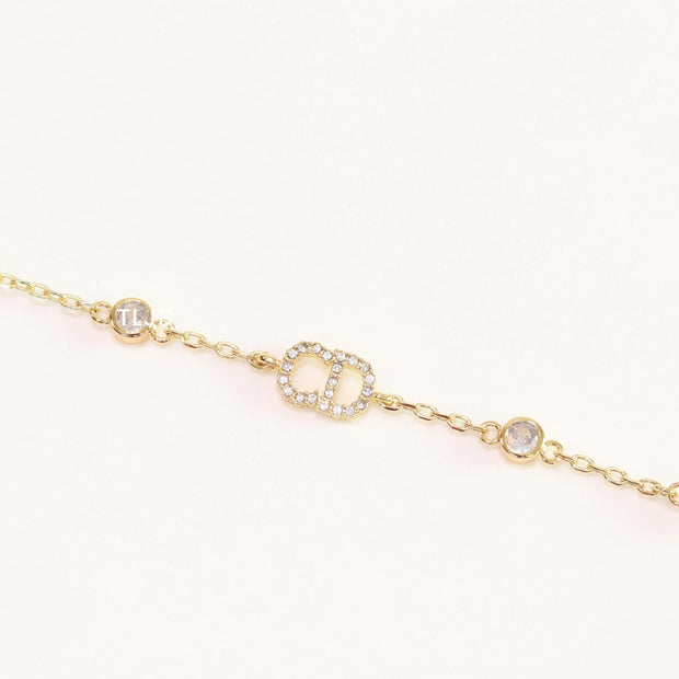 Alphabet CD bracelet with CZ stones