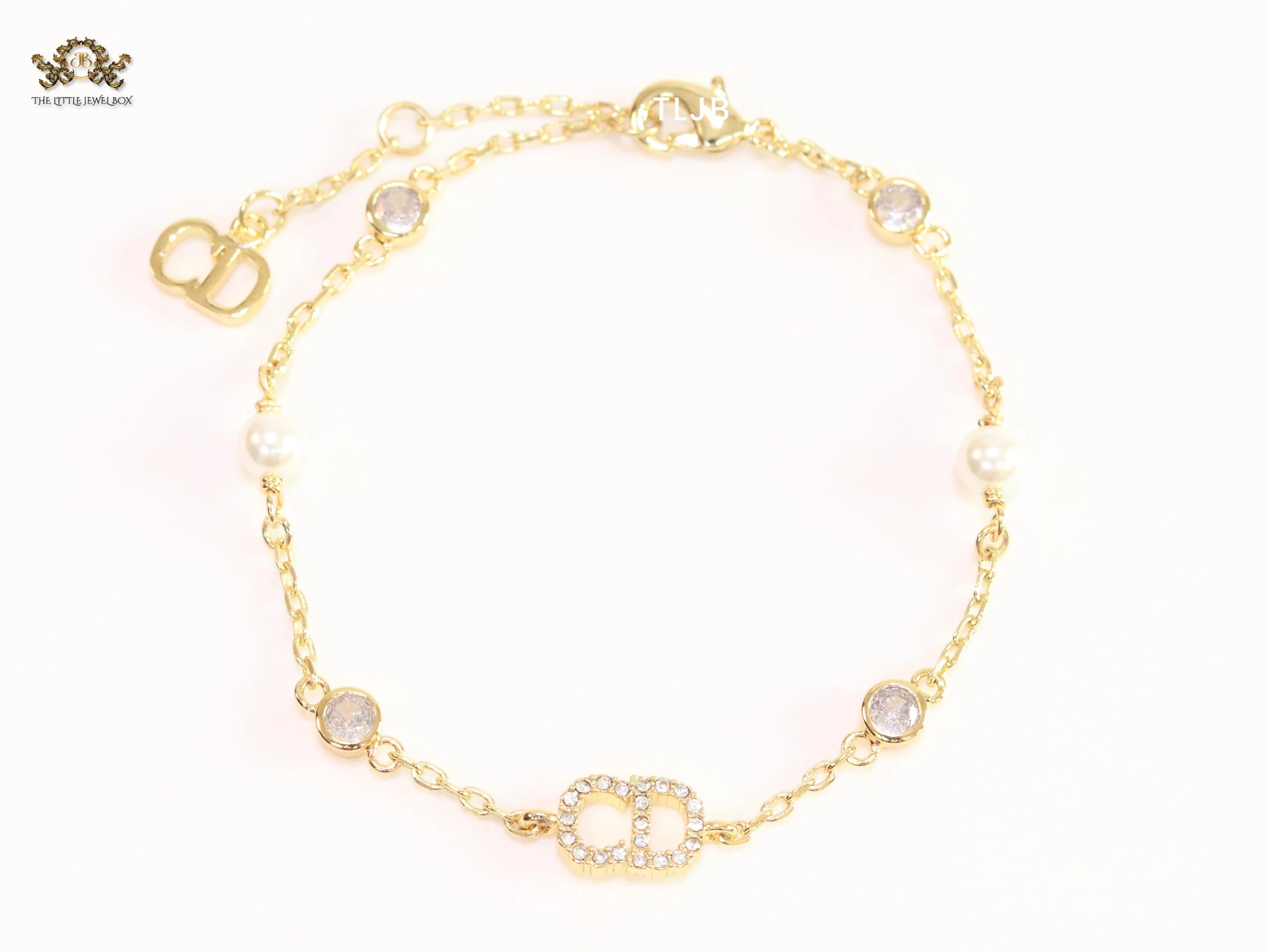 Alphabet CD bracelet with CZ stones