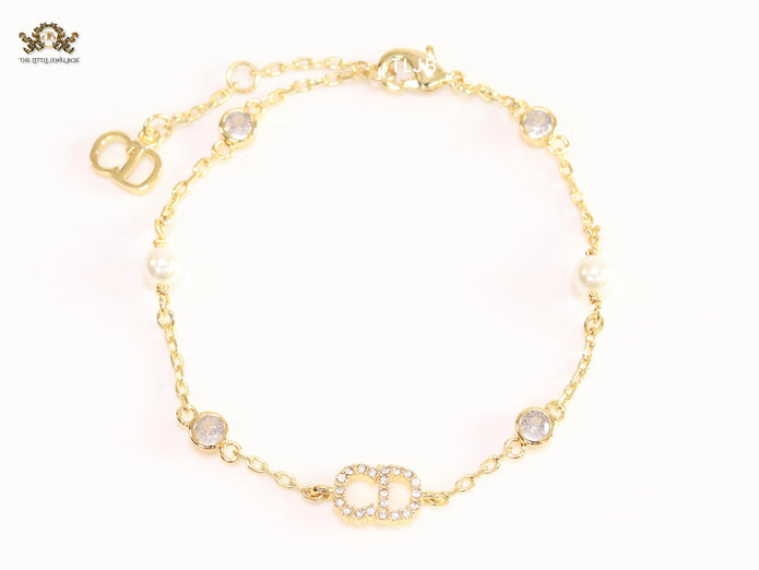 Alphabet CD bracelet with CZ stones