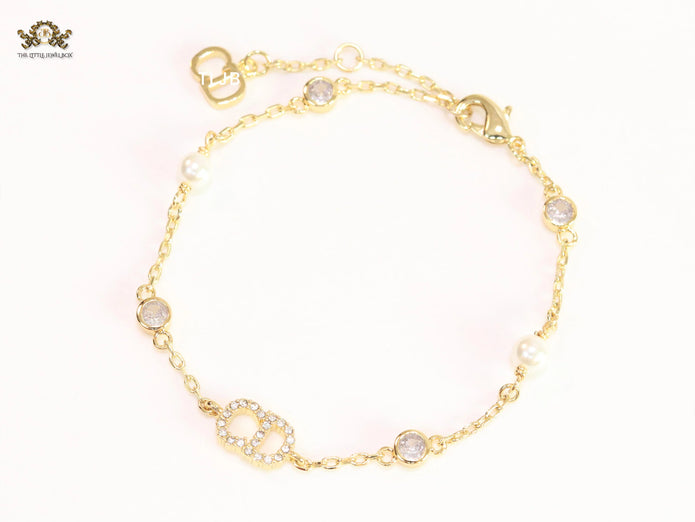 Alphabet CD bracelet with CZ stones