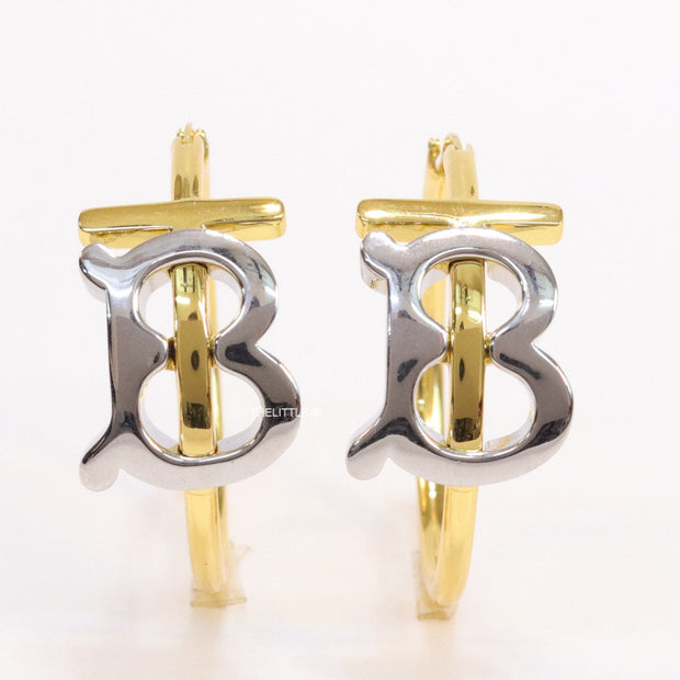 Dual plated hoop earrings with alphabets