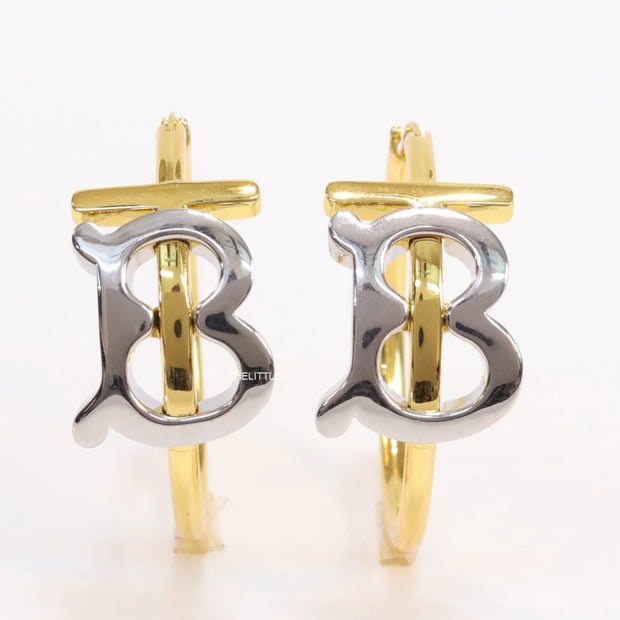 Dual plated hoop earrings with alphabets