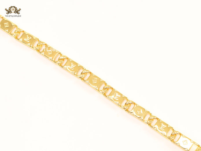 Alphabet L & V link chain gold bracelet