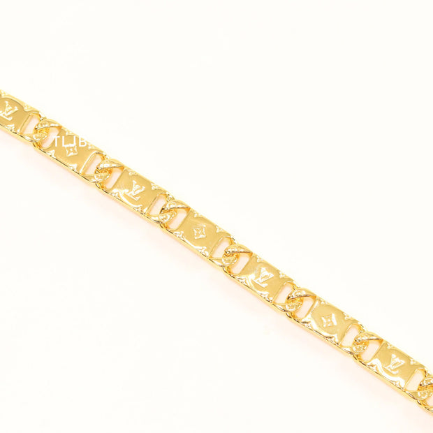 Alphabet L & V link chain gold bracelet