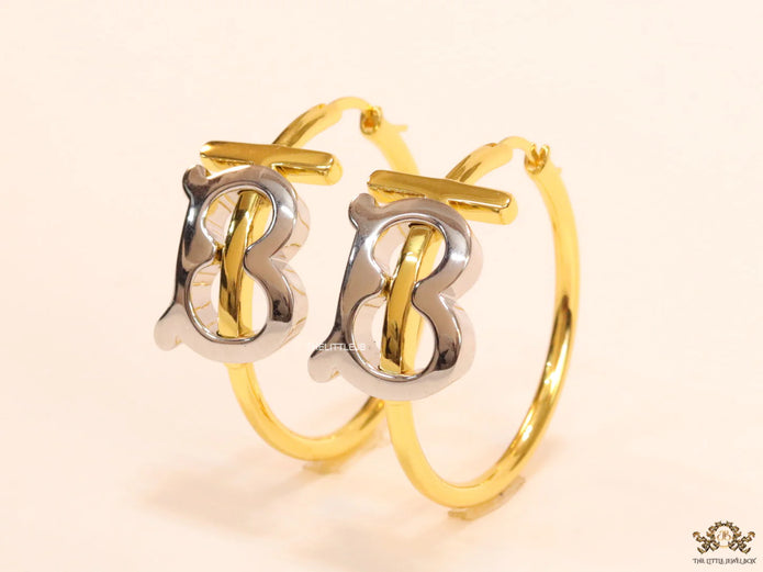 Dual plated hoop earrings with alphabets