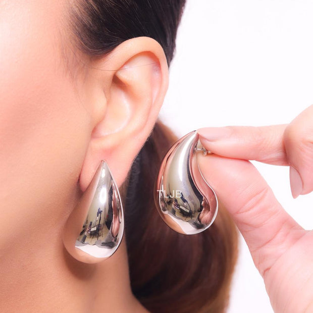 Teardrop platinum studs - Large 42mm