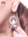 Patinum serpentine & pearl statement earrings