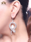 Patinum serpentine & pearl statement earrings