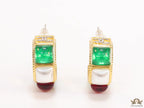Gold plated open earrings with multi coloured stones and cz