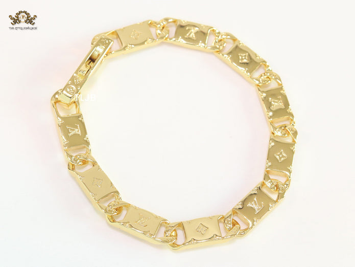 Alphabet L & V link chain gold bracelet