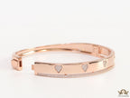 Rose gold bracelet with cz hearts and single line cz