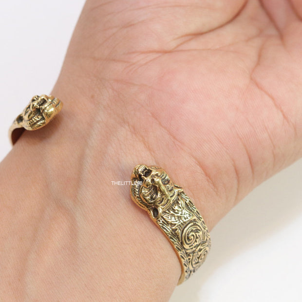 Embossed bracelet band in antique gold finish