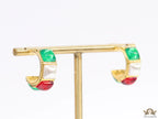 Gold plated open earrings with multi coloured stones and cz