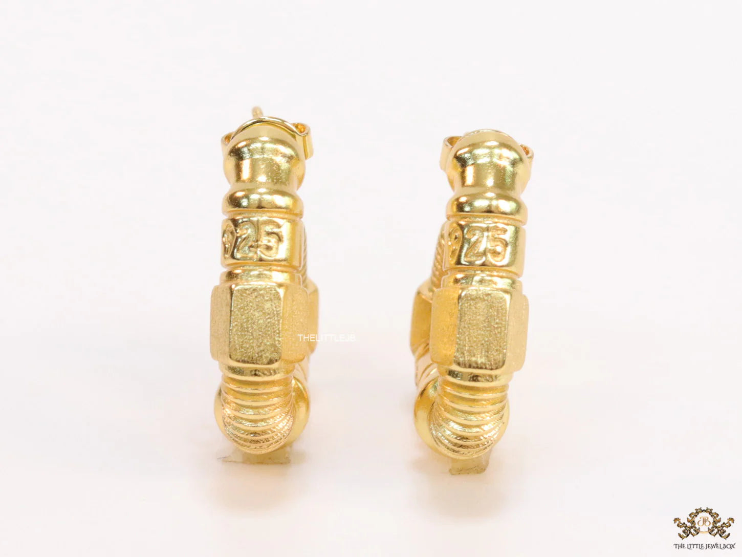Alphabet BV Gold plated open bent bolt shape earrings
