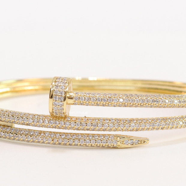 Gold plated layered nail bracelet