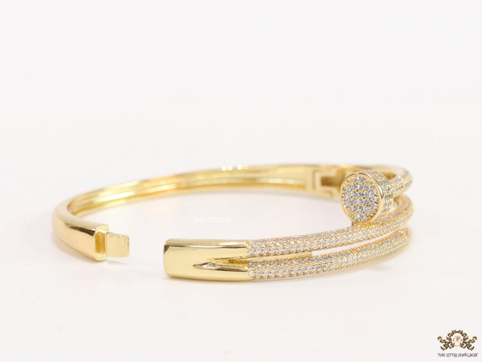 Gold plated layered nail bracelet