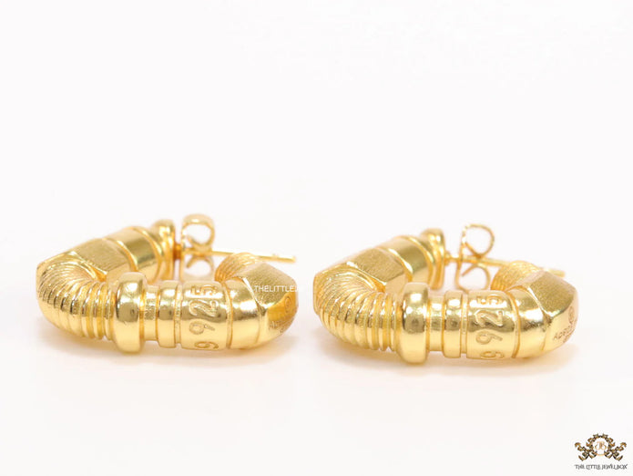 Alphabet BV Gold plated open bent bolt shape earrings