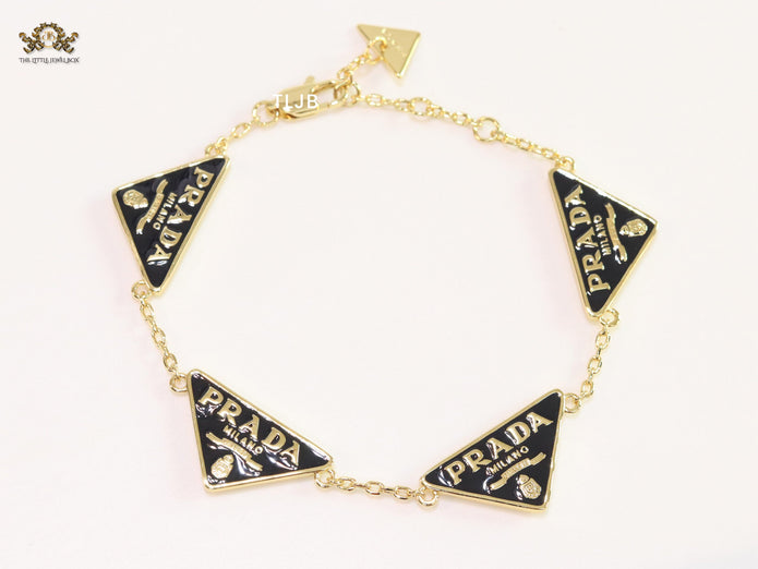 Alphabet P black enamel bracelet