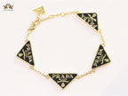 Alphabet P black enamel bracelet