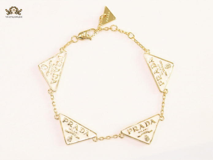 Alphabet P white enamel bracelet
