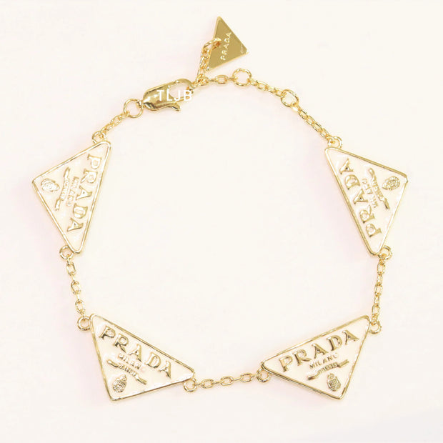 Alphabet P white enamel bracelet