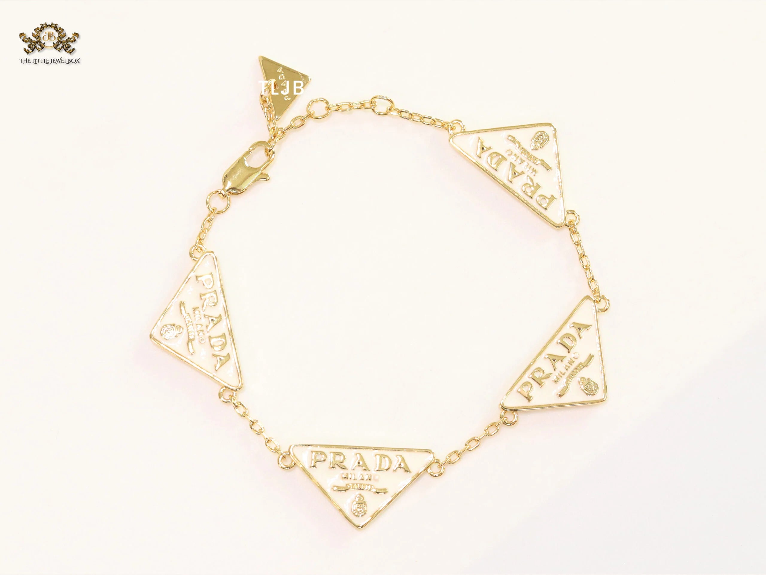 Alphabet P white enamel bracelet