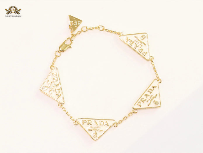 Alphabet P white enamel bracelet