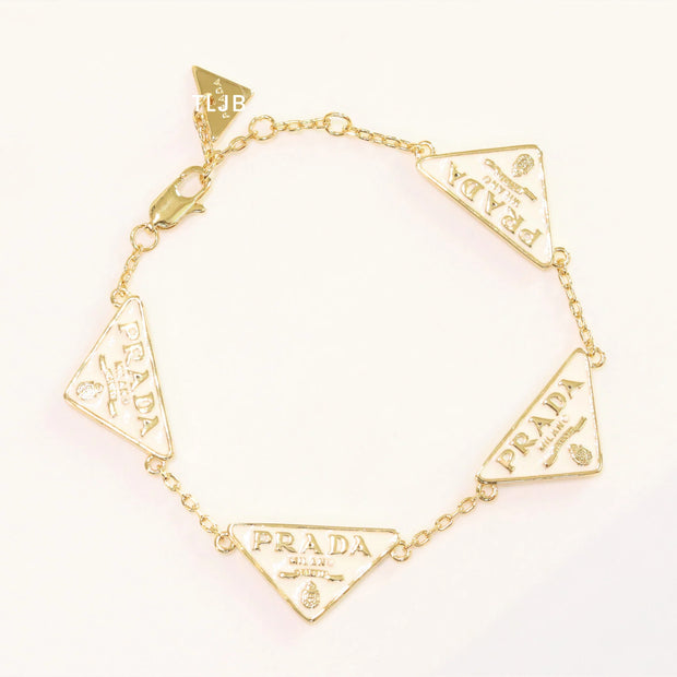 Alphabet P white enamel bracelet