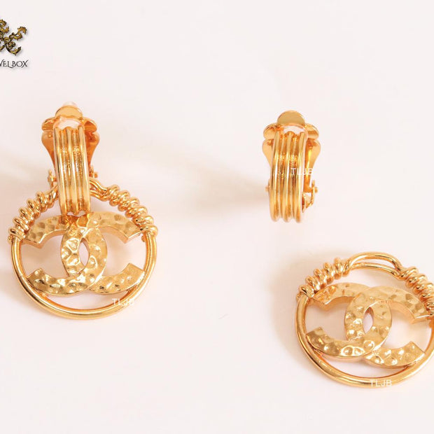 Double C detachable gold earrings