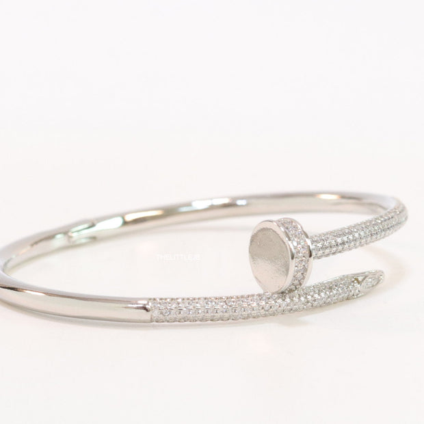 Platinum plated cz nail bracelet