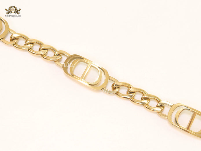 Alphabet CD link gold bracelet