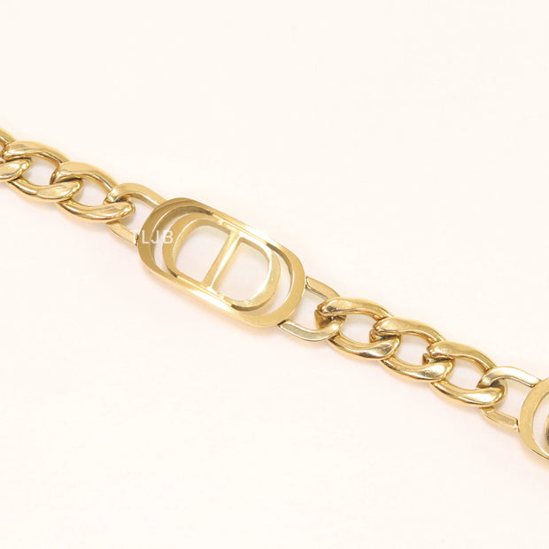 Alphabet CD link gold bracelet