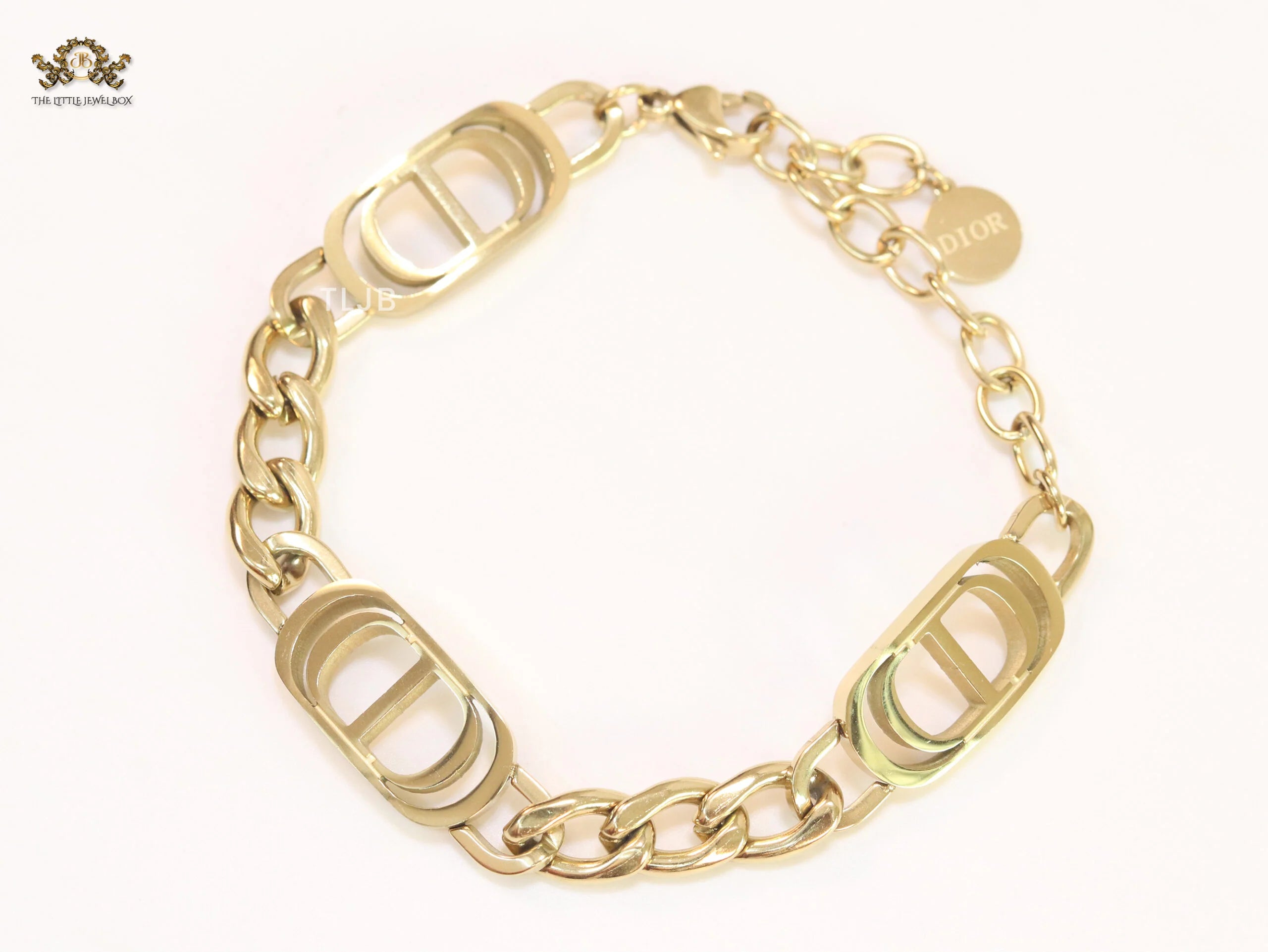Alphabet CD link gold bracelet