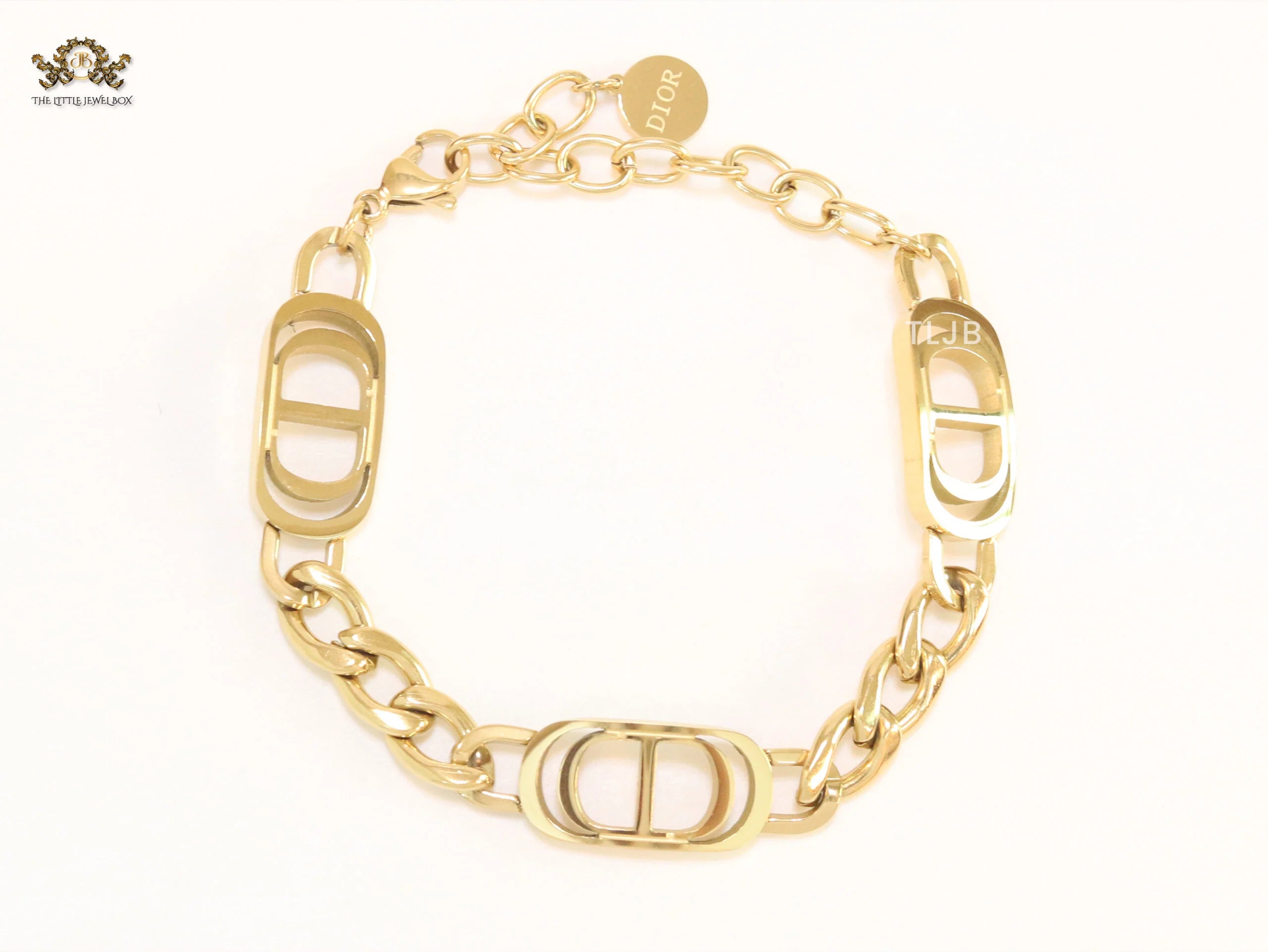 Alphabet CD link gold bracelet