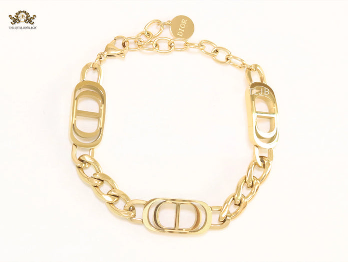 Alphabet CD link gold bracelet