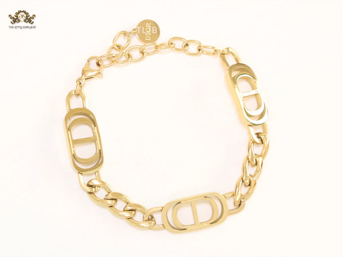 Alphabet CD link gold bracelet