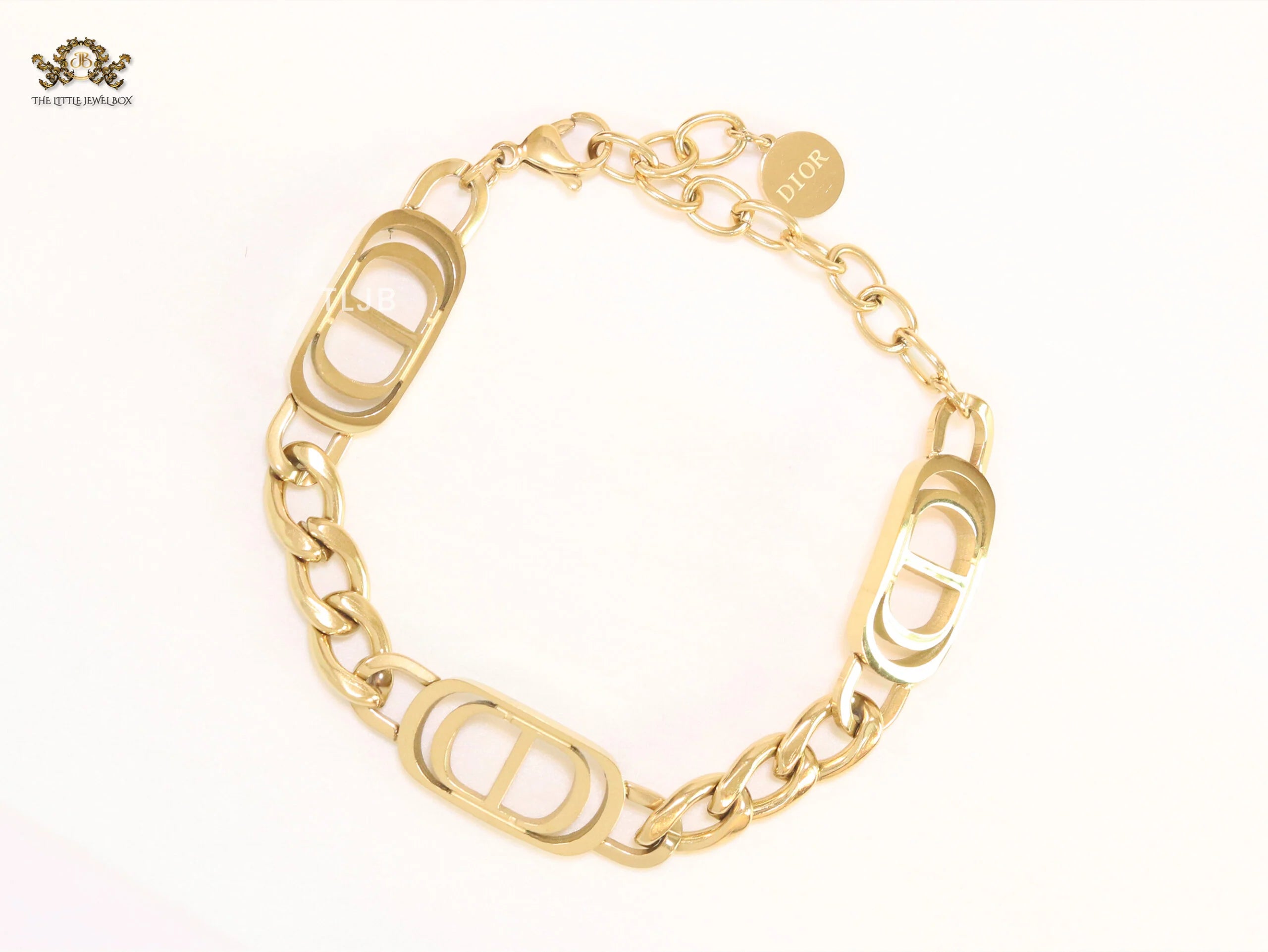 Alphabet CD link gold bracelet