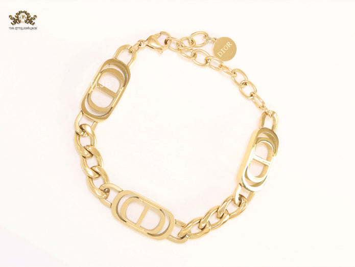 Alphabet CD link gold bracelet