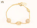 Alphabet V cz ball bracelet