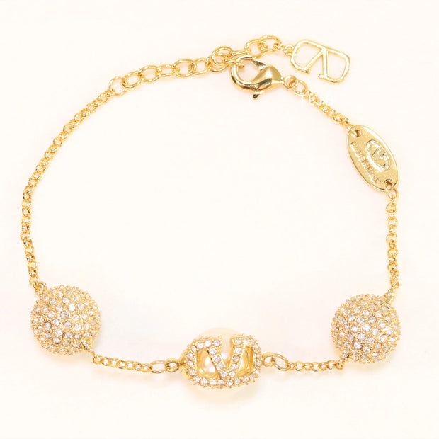 Alphabet V cz ball bracelet