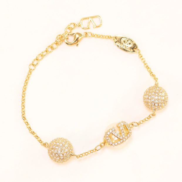 Alphabet V cz ball bracelet