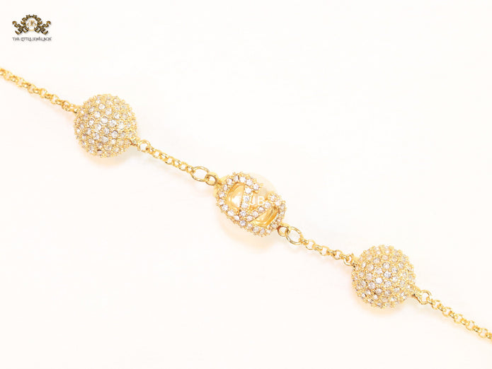 Alphabet V cz ball bracelet