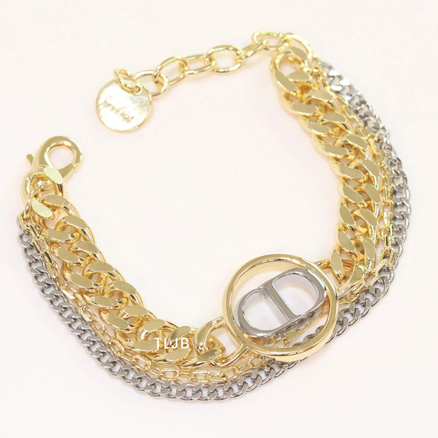 Dual Tone alphabet CD chain bracelet