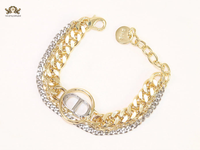 Dual Tone alphabet CD chain bracelet