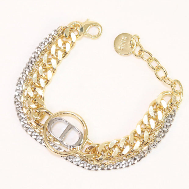 Dual Tone alphabet CD chain bracelet
