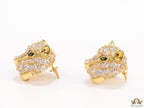 Cz Panther studs in golden finish