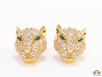 Cz Panther studs in golden finish