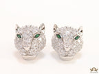 Cz Panther studs in platinum finish